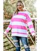 Azura Exchange Pink Striped Side Slit Plus Size Sweatshirt