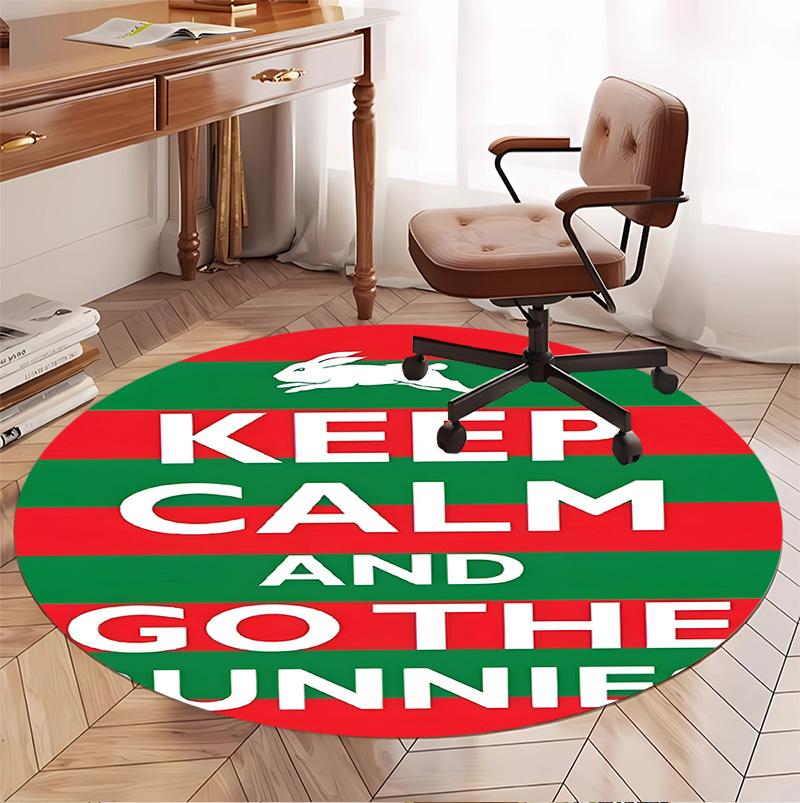 South Sydney Rabbitohs Pattern Round Rug, Indoor/Outdoor Mat, for Picnic, Gameroom, Bedroom, Office, Living Room, Home Decor Carpet, Birthday Gift