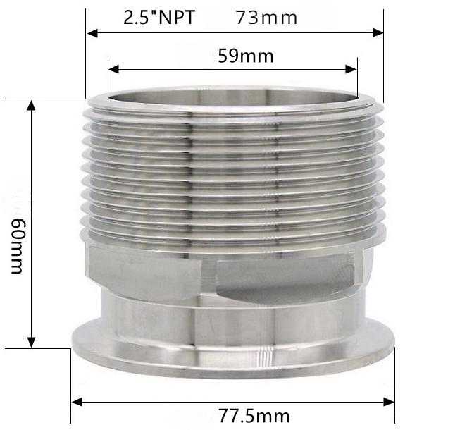 Шестигранник 1/4" 3/8" 1/2" 3/4" 1" 1-1/2" 2" NPT Наружная резьба x 0,5" 1,5" 2" Тройной зажим Соединительная труба Фитинг Нержавеющая сталь 304 316L Санитарный