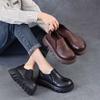 Thick Soled Retro Women's Slip-on Shoes Genuine Leather Versatile Comfortable Flat Platform Shoes