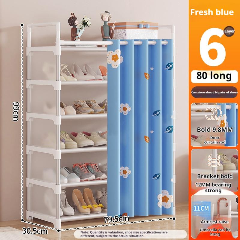 Полка для обуви, органайзер для обуви, синяя ткань, пылезащитный шкаф для обуви, экономящий место, настенная угловая полка для хранения вещей в гостиной