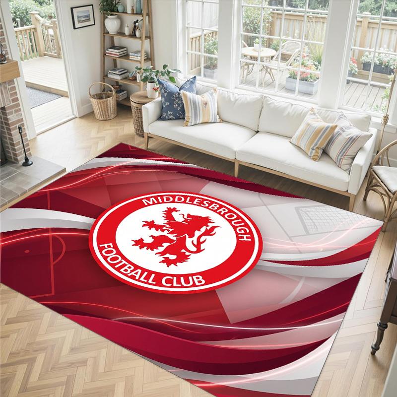 Middlesbrough Football Design Crystal Velvet Carpet Cozy Non?Slip Printed Rug For Bedroom Living Room Entrance