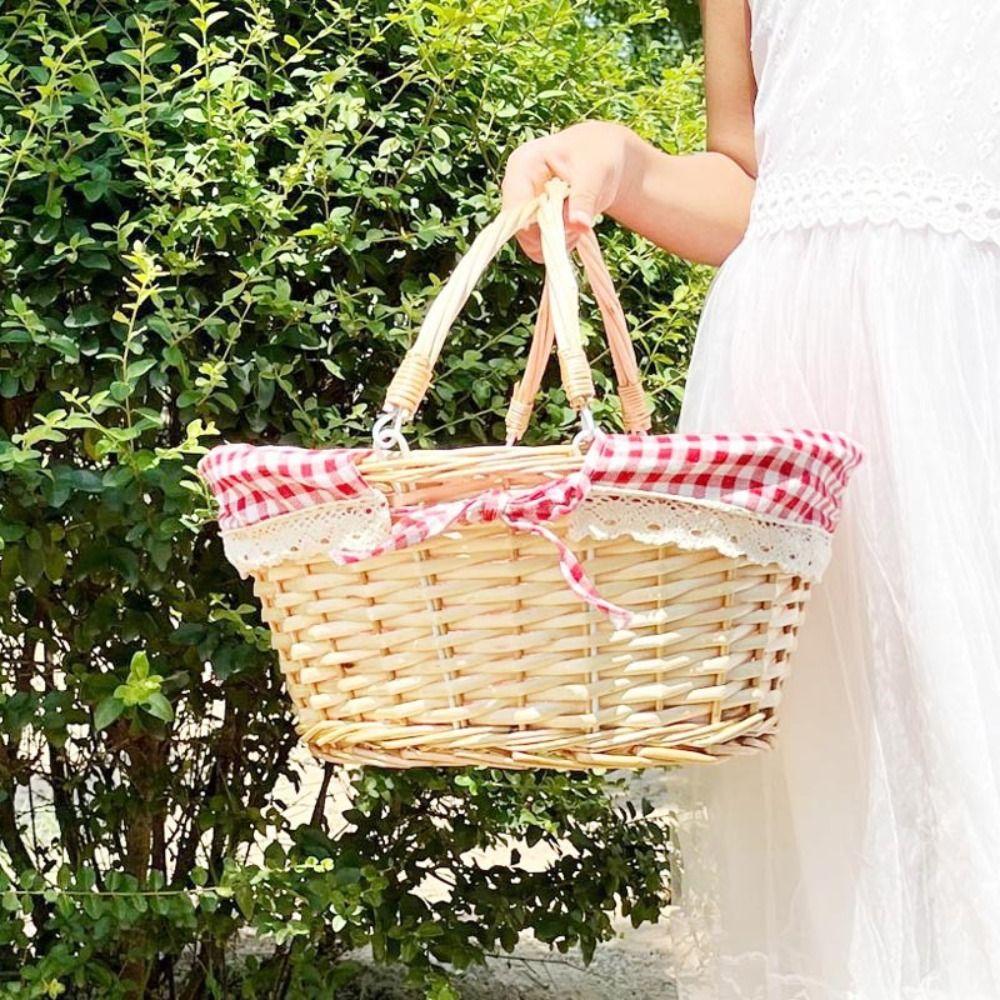 Портативная плетеная из ивы корзина для мелочей, плетеная вручную корзина для пикника, корзина для овощей, корзина для фруктов, корзина для хранения