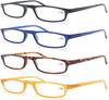 4 Paires Reading Glasses For Men Women Narrow Square Frame Readers Eyeglasses Spring Hinge With Diopter