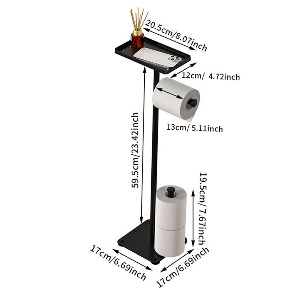 Freestanding Toilet Roll Holders Stainless Steel Toilet Paper Stand Anti-Rust Space Bathroom Tissue Rack Paper Dispenser Storage