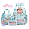 4Pcs/set Cartoon Printed Backpack Pencil Bag Lunch Bag Outdoor Water Bottle Student Girl Large Capacity Schoolbag Travel Bag Gift