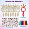 Wood Mirror Shaped Handheld Mirrors Unfinished Wood For Painting 19.50X8.50X0.20CM 1 Set