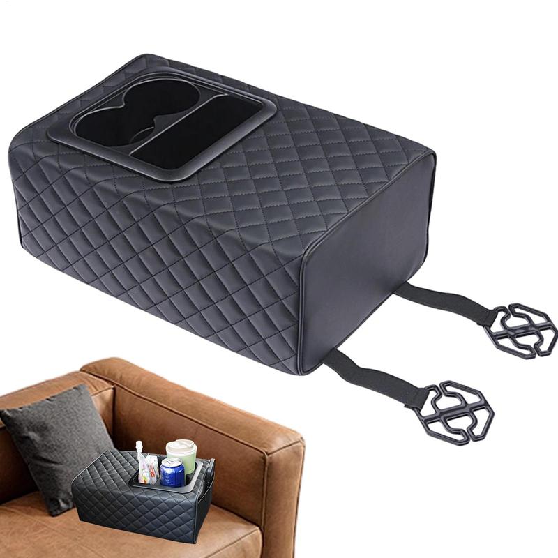 Armrest box booster pad Auto Interior Rear Seat Armrest Console Box with Cup Holders Backseat Center Console with Double Pockets
