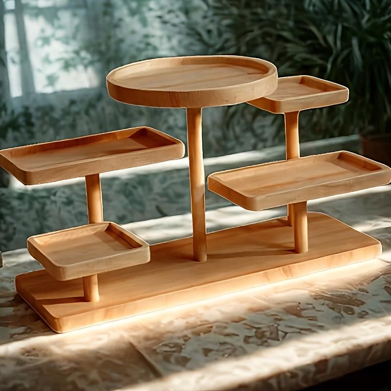 1 шт. Деревянная подставка-дисплей - 5-ярусный органайзер для ювелирных изделий/домашнего декора | Не требует сборки и компактный настольный дизайн