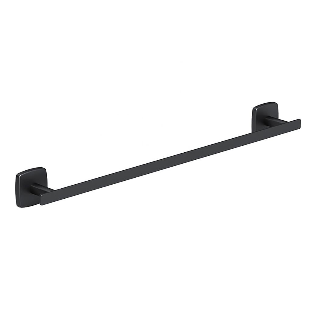 Metalique 51023-BK Black Bathroom Accessory Zinc Alloy Square Base and Long Stainless Steel Towel Rack Wall-mounted Towel Bar