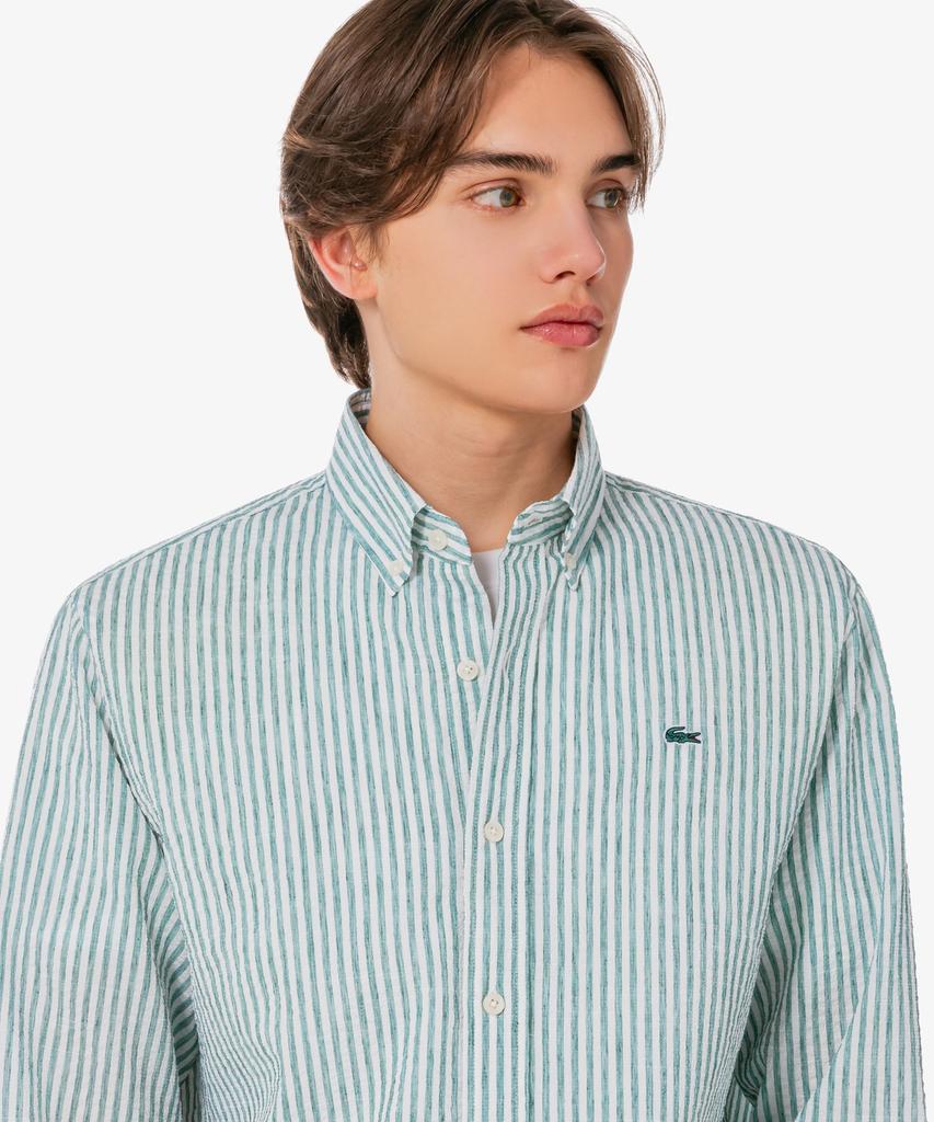 LACOSTE Men'S Linen Blend Striped Shirt Ch838E-56G 132