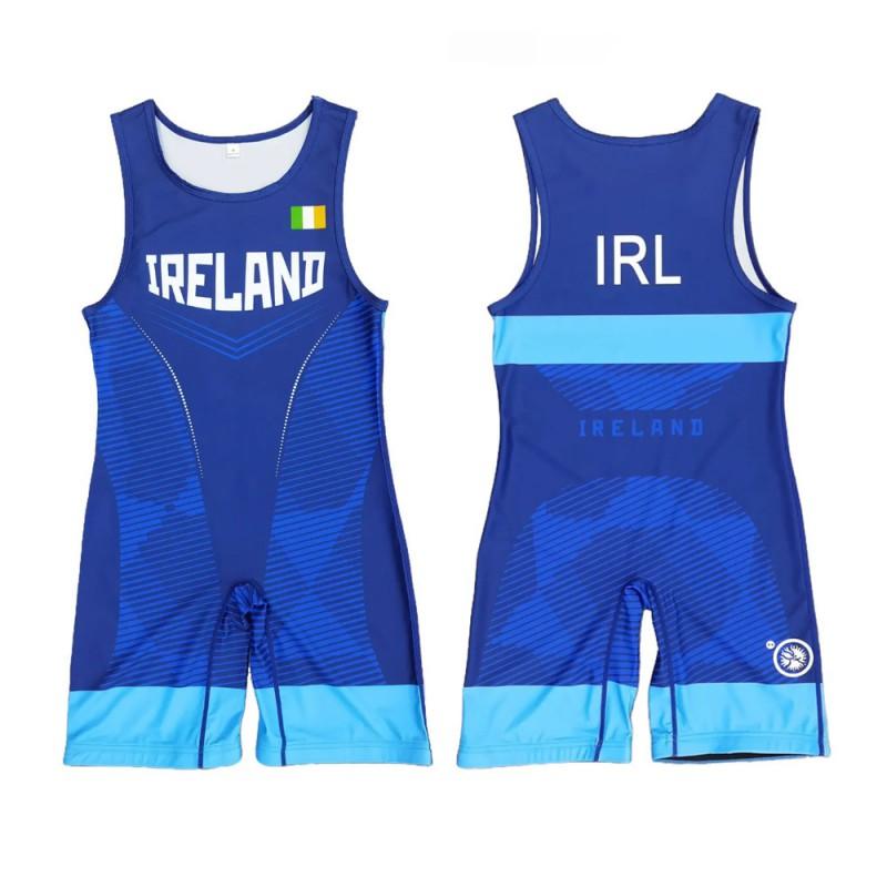 Sublimation Full-Body Wrestling Singlet Men Women Weightlifting Competition Training