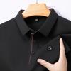 Высококачественная бесшовная мужская рубашка поло с длинными рукавами, деловая повседневная мужская футболка с контрастными цветными лацканами