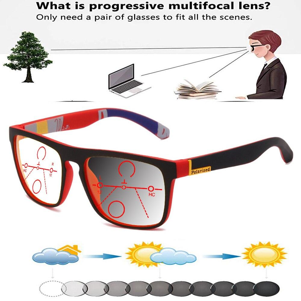 Прямоугольные уличные трендовые квадратные очки в большой оправе, удобные фотохромные прогрессивные мультифокальные очки для чтения от +0,75 до +4