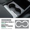 Italian Top Suede Central Console Water Cup Holder Trim Stickers for Tesla Model 3 Highland 2025 Model Y Juniper 2025-Up