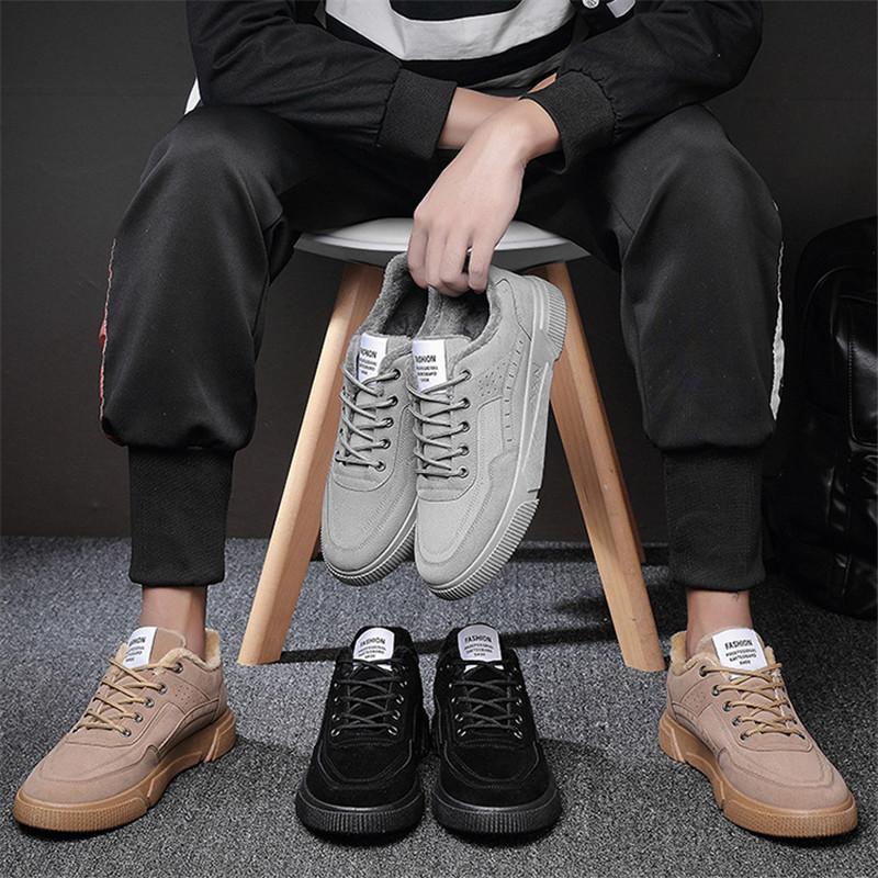 Мода Зимняя мода плюшевые теплые туфли для мужчин корейский тренд хлопок утолщенные мужские роскошные туфли повседневные низкие плоские кроссовки