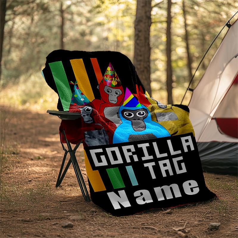 Personalized Custom Name Blanket - Gorilla Tag Print Design,Blanket for Sofa,Bed,Travel,Camping - Soft and Warm, Great Gift