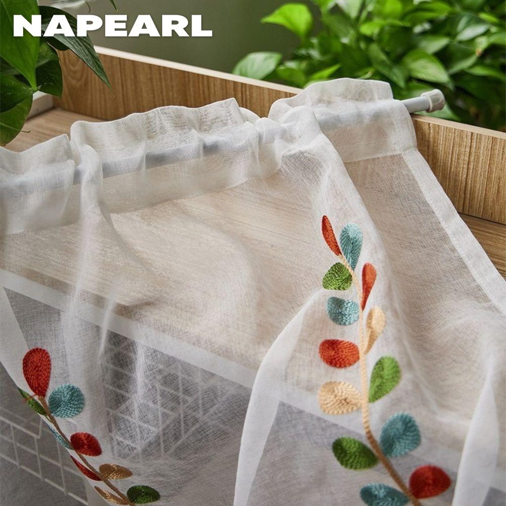1 шт. NAPEARL Однотонная вышивка Короткая штора с кисточками Край Разделительная штора для кухни Гостиной Спальни Шкафа Домашний декор