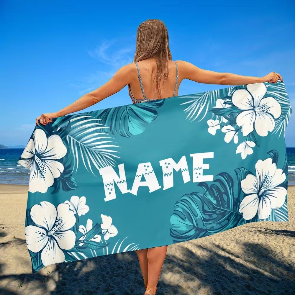 Beach Theme Beach Towel Starfish Shell Printing Microfiber Quick Drying Absorbent Large Bath Towel