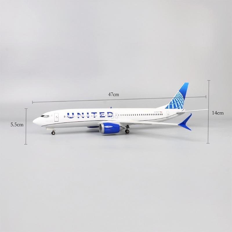 Модель самолета смола литой самолет модель United Airlines B737 47см 1:Коллекция масштабных моделей самолетов для демонстрации, рождественские подарки