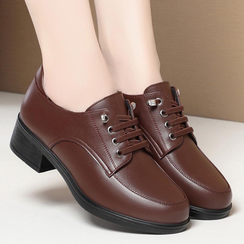 Весна Осень Женская мода Туфли-лодочки Женские туфли из натуральной кожи на танкетке Повседневные туфли для мам на высоком каблуке Комфортные туфли-лодочки