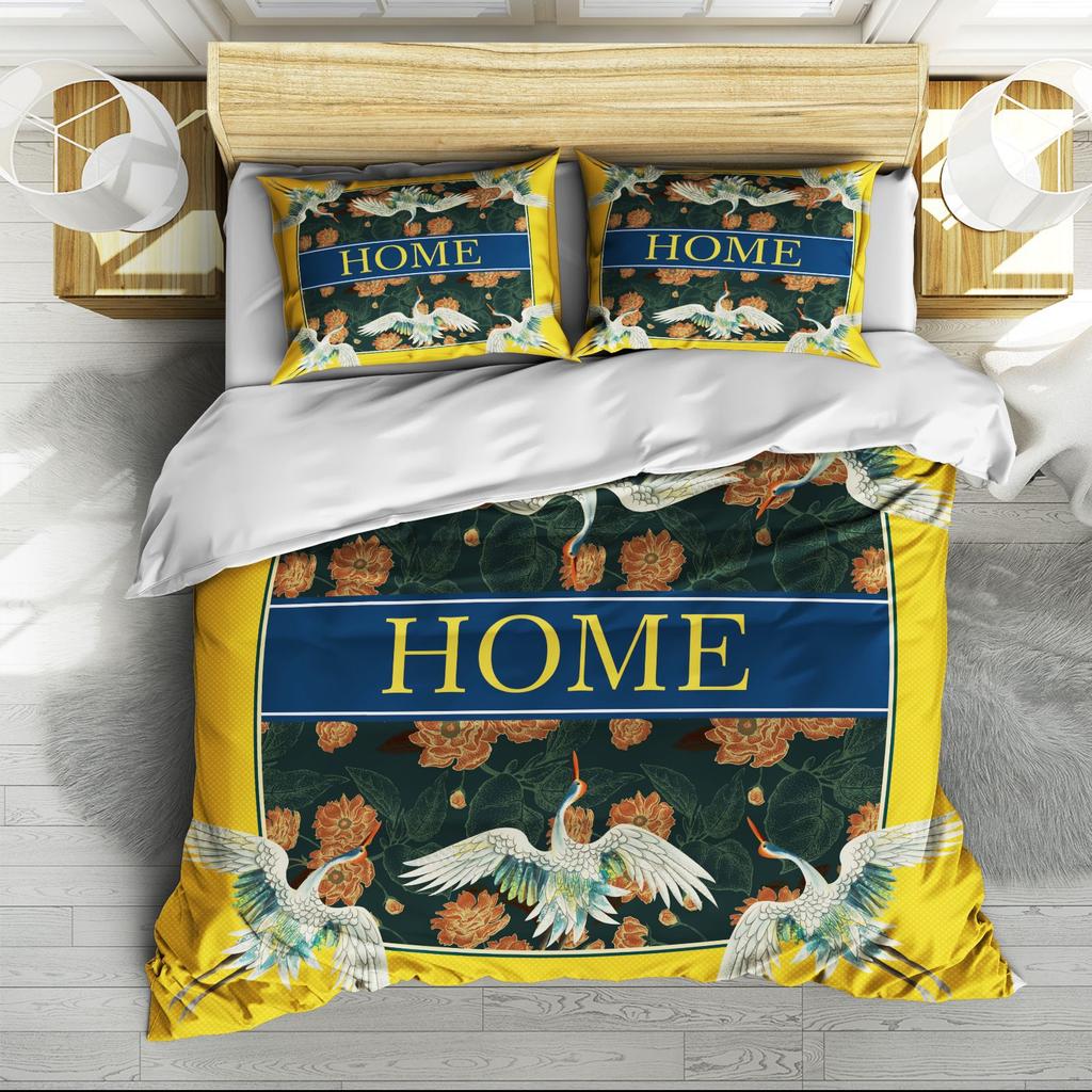 Digital Printing Three-Piece Set Retro Pattern Quilt Cover Sheets Can Be Determined