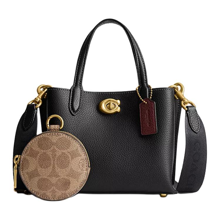 Coach Бренд Willow 18 Логотип Съемный плечевой ремень Сумка-тоут из фактурной кожи Сумка для покупок Сумка через плечо Маленькая женская сумка-тоут CW549-B4M2