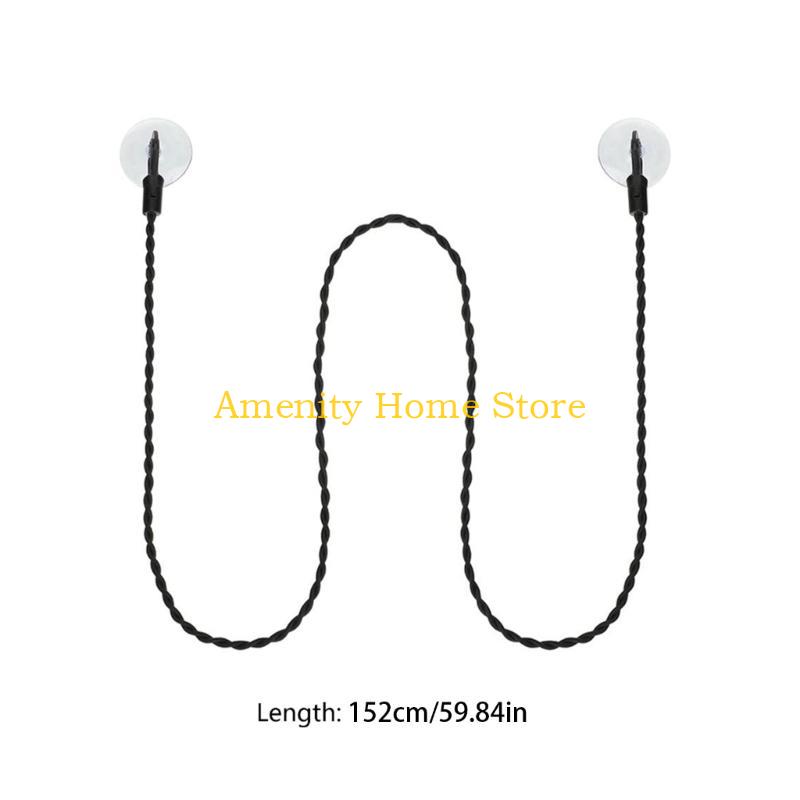 F26C 2pcs 2.8M Travel Clotheslines Business Outdoor Camping Drying Tools Non-Slip Clothes Line with Hooks Suction Cup Elastic