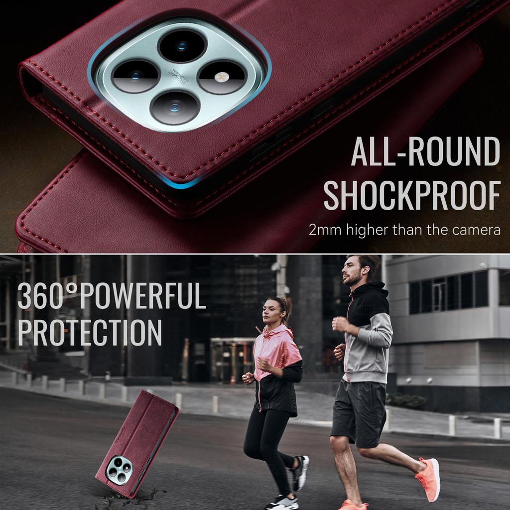 Для Xiaomi Poco M8 Pro 5G/Redmi Note 15 Pro+ 5G (Глобальный) Чехол-кошелек CASEME серии 033 с защитой от RFID, подставка, кожа с текстурой теленка, чехол для телефона