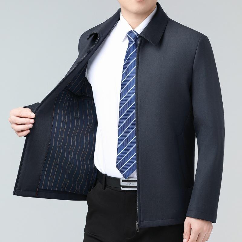 Мужская шерстяная куртка среднего возраста, осенняя новинка, повседневная куртка с лацканами для папы, для бизнеса и государственных служащих, универсальный верх