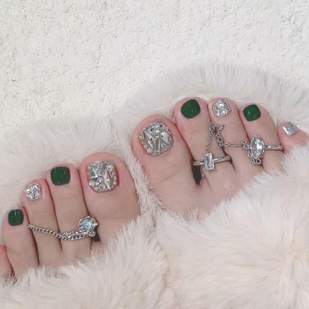 Накладные ногти Искусственные ногти на ногах Квадратная форма Кончики для ногтей Отсоединяемые Накладные ногти Женские