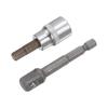 uxcell H6 hex drive socket bit hex nut bit socket hex shank adapter 9.5mm square drive CR-V S2 steel 48mm length