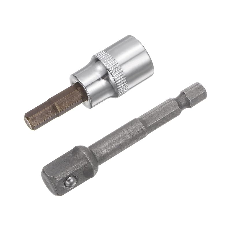 uxcell H6 hex drive socket bit hex nut bit socket hex shank adapter 9.5mm square drive CR-V S2 steel 48mm length