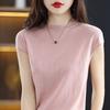 Women's Summer Worsted Wool Short-Sleeve Round Neck Casual Knit Vest