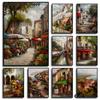 Famous Artwork Classical Europe Street Venice Landscape Poster Cafe Garden Canvas Painting Wall Art Pictures Home Room Decor