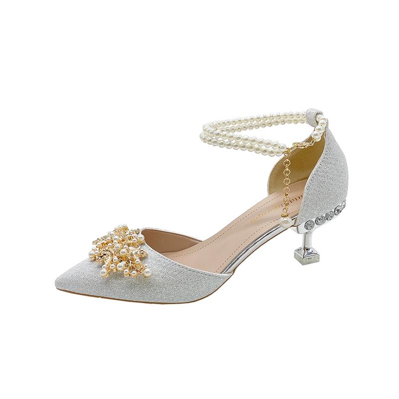 Fashion Shoes Women Summer High Heels Women Wedding Shoes Luxury Bride Gold Heels Mary Jane Shoes Ladies Pumps Sandals Zapatos De Mujer