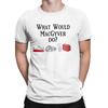 Футболка для мужчин MacGyver School Ingenuity с изображением армейского ножа, скрепки, скотча. Юмористическая хлопковая футболка с круглым воротником. Одежда для вечеринки