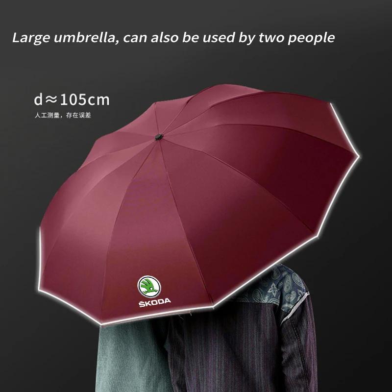 2025 New For Skoda Octavia 2 1 Kamiq Fabia Superb Yeti Kodiaq Karoq Scala Car Fully Automatic Reflective Sun Umbrella Folding Su