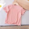 Футболка с оборками для девочек в корейском стиле, летний универсальный однотонный летний модный топ