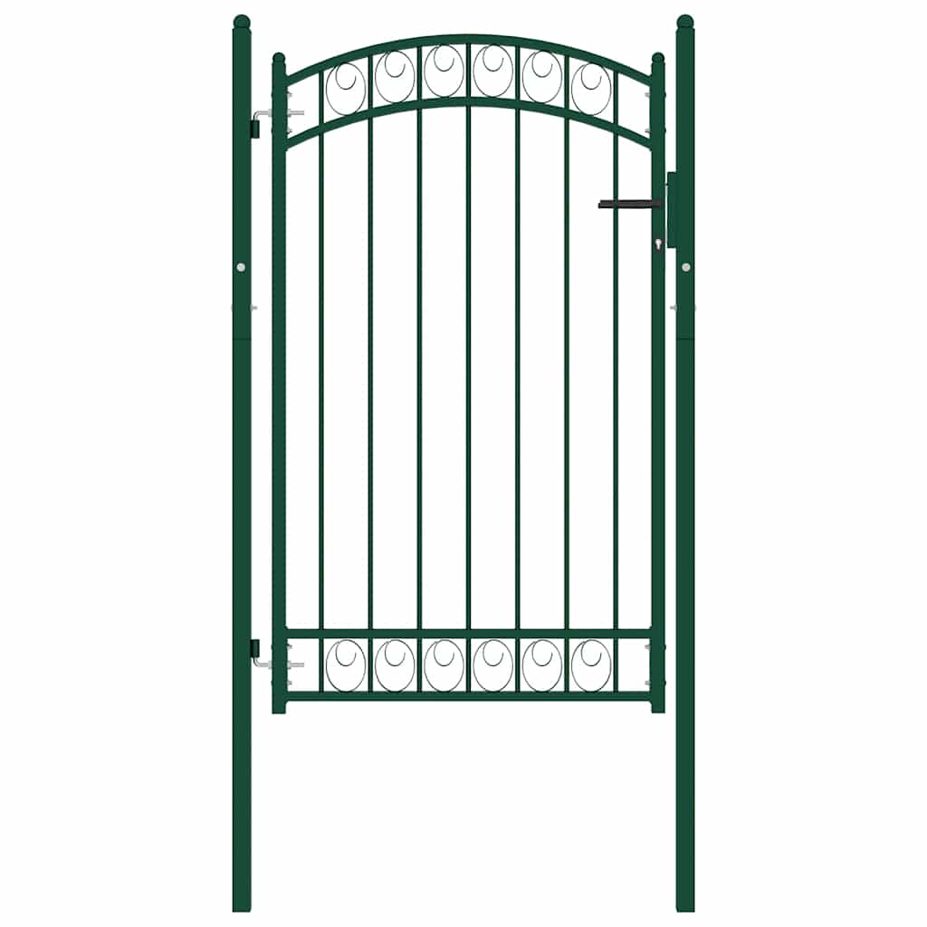 Zauntor EMMEN with Arch Style Top Steel 100 x 106 cm Green