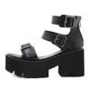 Fashion Ankle Strap Sandals for Women Platform Chunky Heels Patent Leather Thick Wedges Summer Shoes Open Toe Zipper Big Size 43