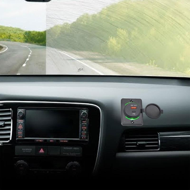 Водонепроницаемые USB-зарядные устройства для автомобиля, двойной порт QC3.0 и Type-C, совместимые для автомобиля, лодки, грузовика, монтаж без сверления, защита IP65
