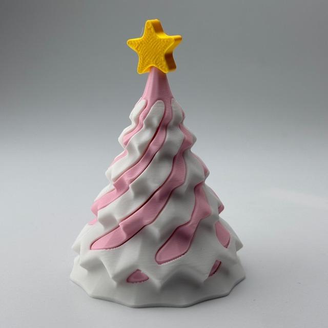 3D Printed Spiral Cone Christmas Ornament - Small Funny Passthrough Fidget Toy, Festive Xmas Gift for Family