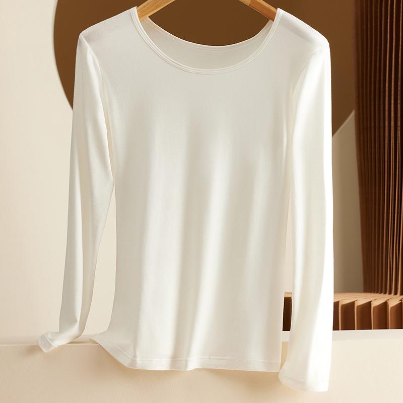 Женский модальный топ с длинным рукавом и круглым вырезом – Тонкий осенне-зимний свитер, Большой размер