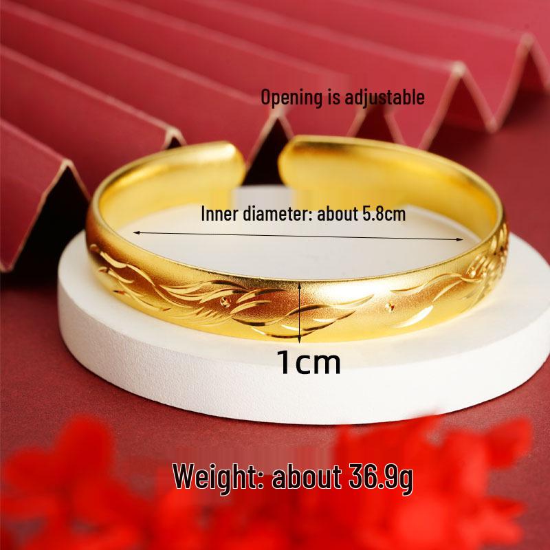 Вьетнамский браслет-манжета из песочного золота с текстом Сердечной сутры: Долговечный браслет из звездного латунного сплава для женщин.