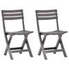 VidaXL Folding Garden Chairs 2 Pcs Plastic Mocha