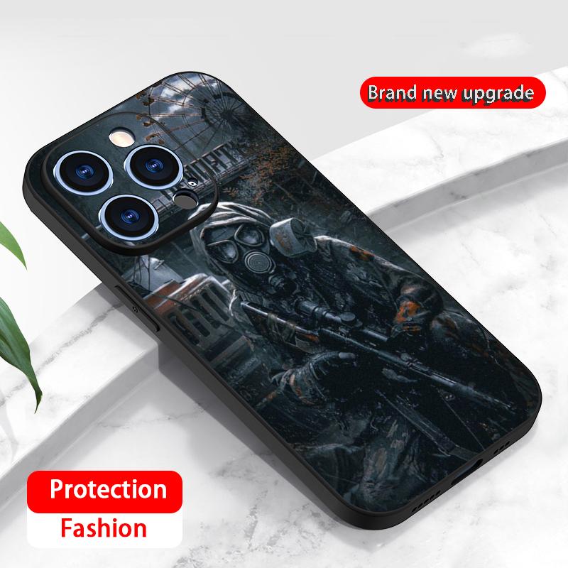 Игровой Stalker 2 горячий дизайн узора Чехол для телефона Для iPhone 16 16e 15 14 13 12 11 Plus Mini Pro Max Мягкий черный Ударопрочный чехол