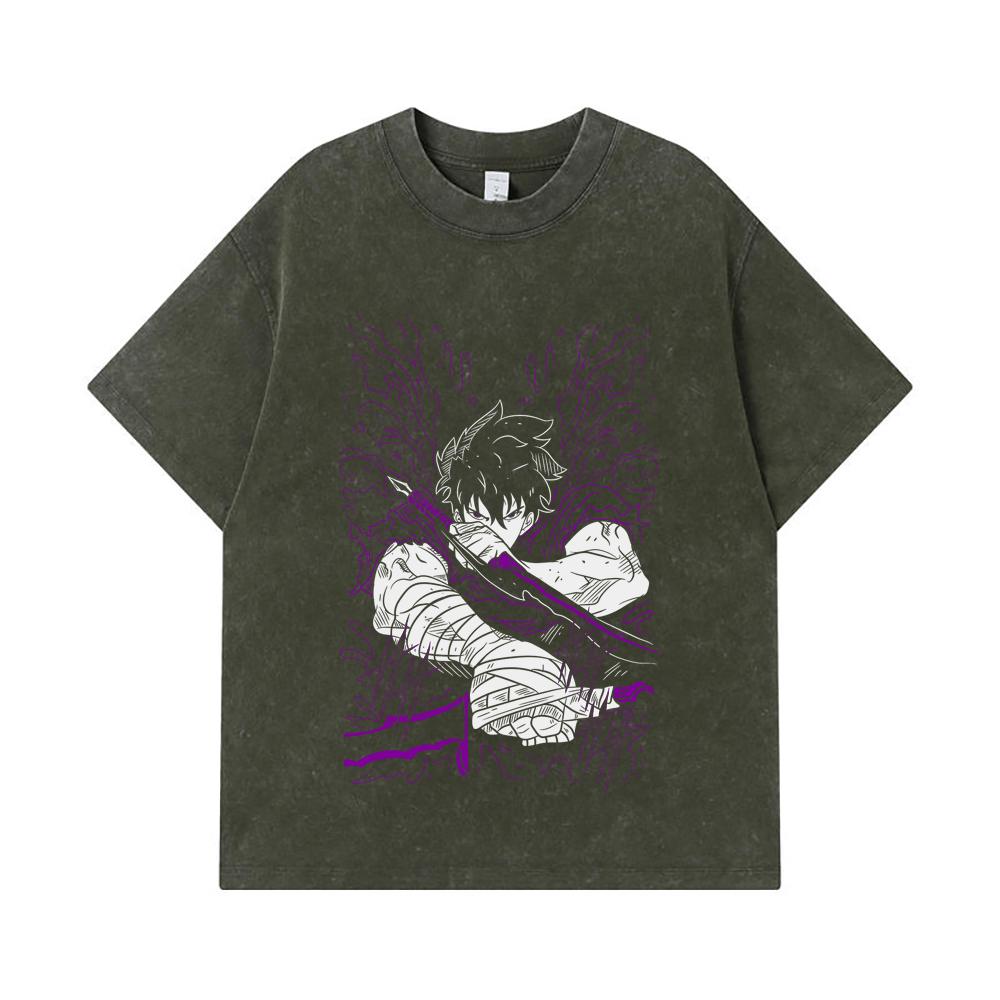 275 GSM Washed T-shirts 100% Cotton Solo Leveling V7 Print Unisex Heavy Cotton T Shirt