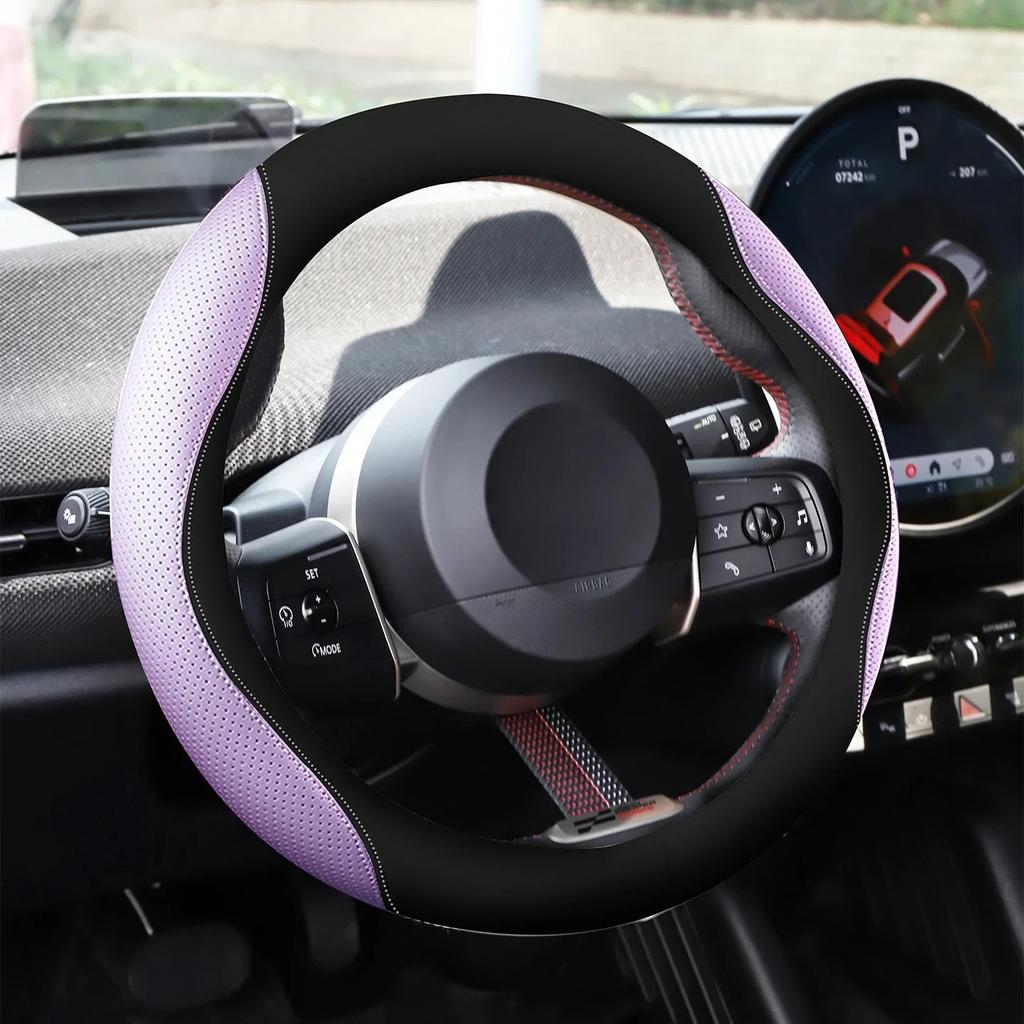 36CM Leather Steering Wheel Cover Protector For MINI J01 J05 U25 F65 F66 All Season Universal Car Interior Accessories