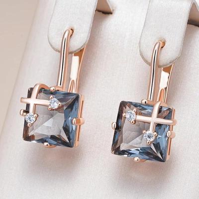 Квадратные Серые Цирконовые Женские Серьги Золотые Модные Геометрические Серьги Ювелирные Изделия Элегантные Повседневные Аксессуары
